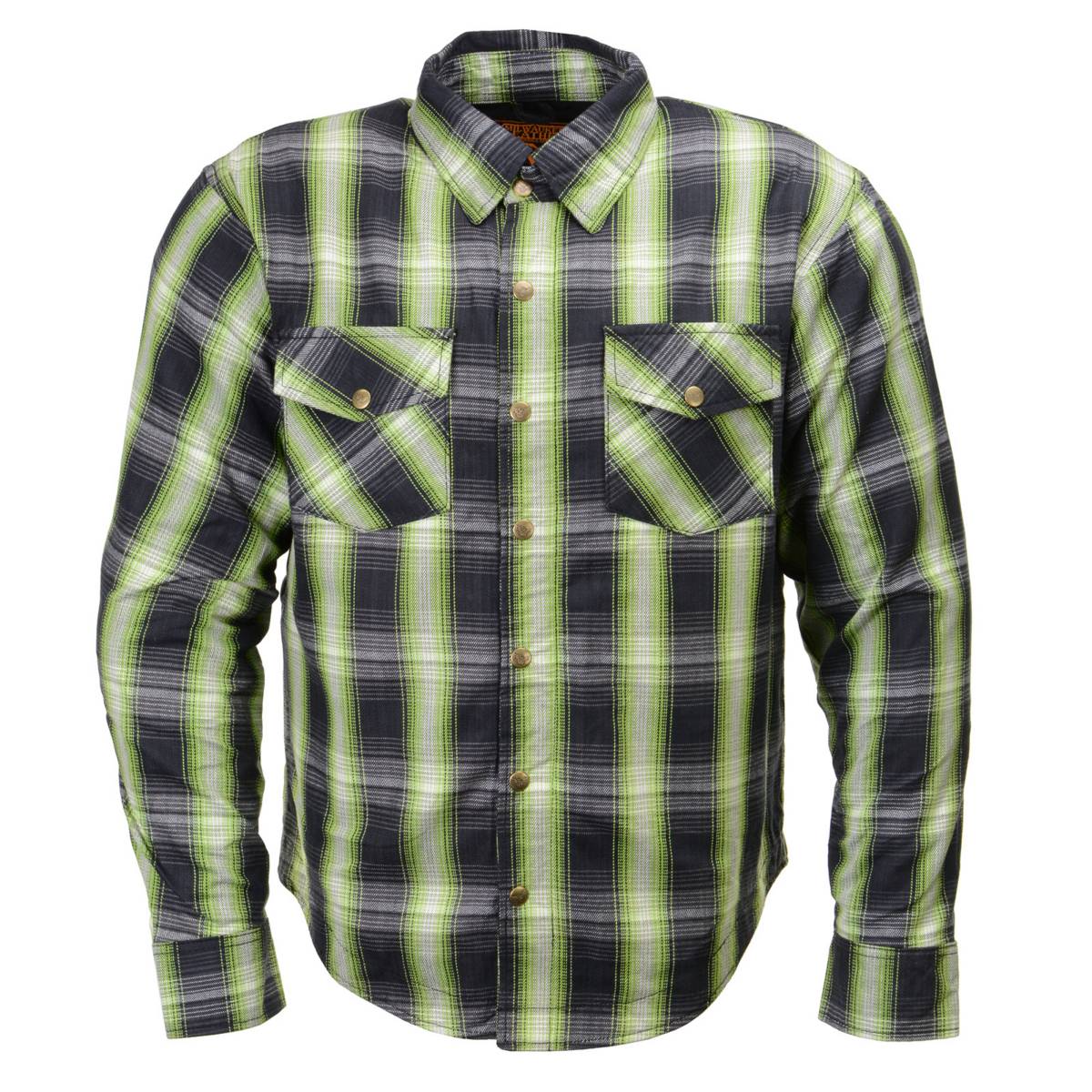 Milwaukee Leather MPM1658 Men's Plaid Flannel Biker Shirt with CE Approved Armor - Reinforced w/ Aramid Fiber
