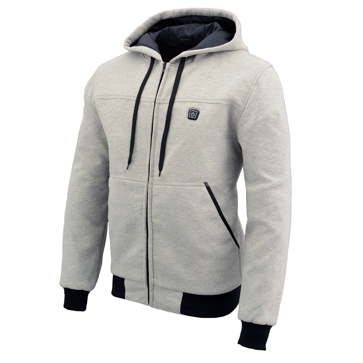 Nexgen Heat Men’s Silver Heated Hoodie Jacket – Winter Motorcycle Riding Gear for Cold Outdoors MPM1714SET