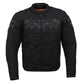 Milwaukee Leather MPM1730 Men's Black Padded Textile All Season Motorcycle Jacket w/ Reflective Skulls Artwork