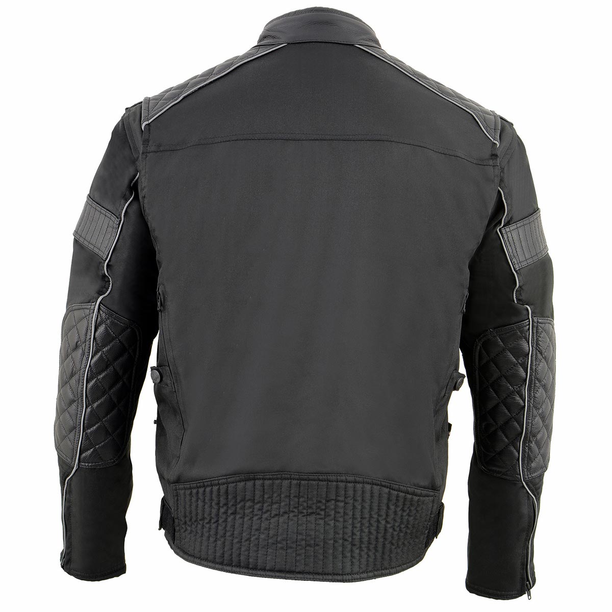 Milwaukee Leather MPM1735 Men's Black Textile Scooter Jacket with Leather Trim