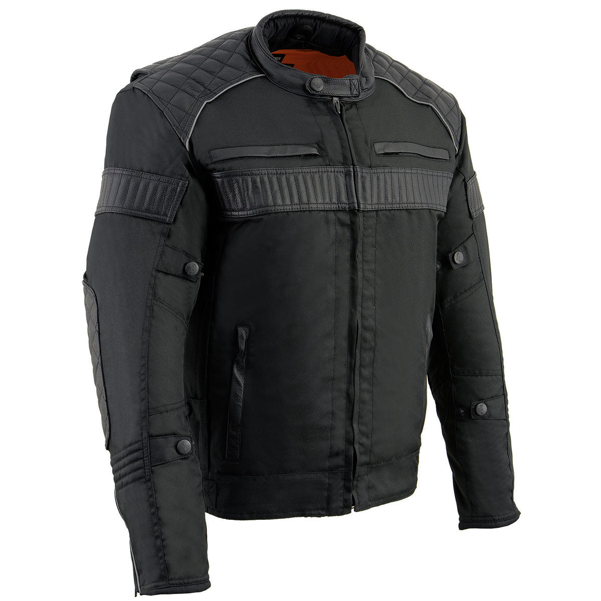 Milwaukee Leather MPM1735 Men's Black Textile Scooter Jacket with Leather Trim