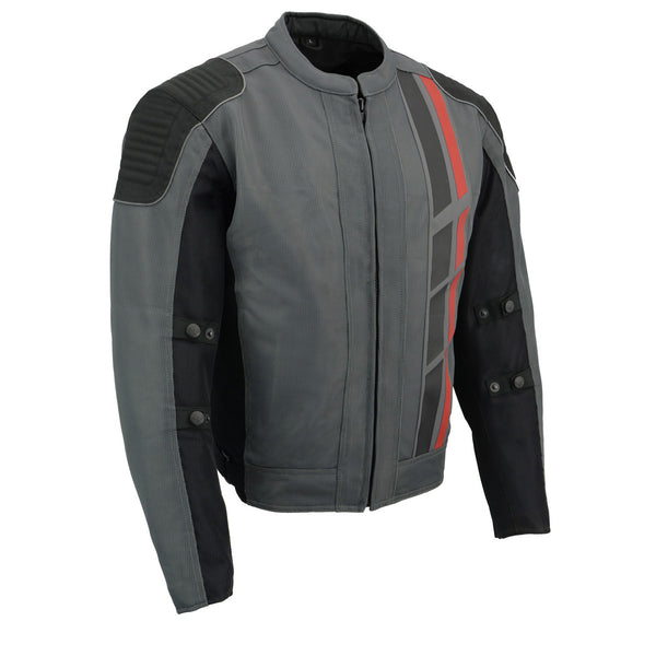 Milwaukee Leather MPM1752 Men's Black/Grey Textile and Mesh Armored ...