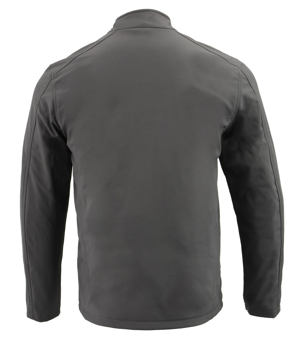 Nexgen Heat MPM1762SET Men’s Grey Soft Shell Heated Jacket - Standup Collar - for Winter Cold Weather Riding Outdoors