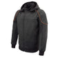 Milwaukee Leather MPM1764 Men's Black Soft Shell CE Armored Motorcycle Racing Style Hoodie Jacket w/ Detachable Hood