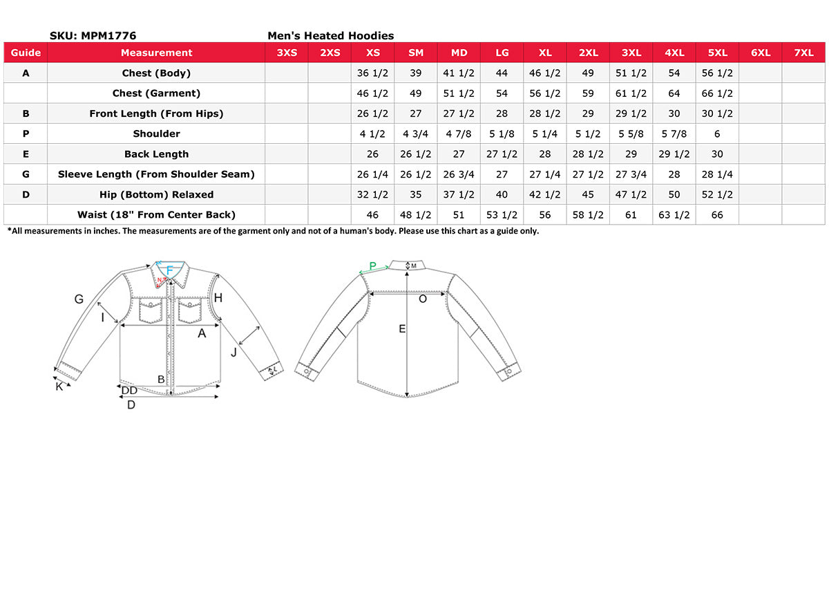 Nexgen Heat NXM1776SET Men's Camouflaged Heated Zipper Hoodies - for Outdoor Winter Cold Weather Activities