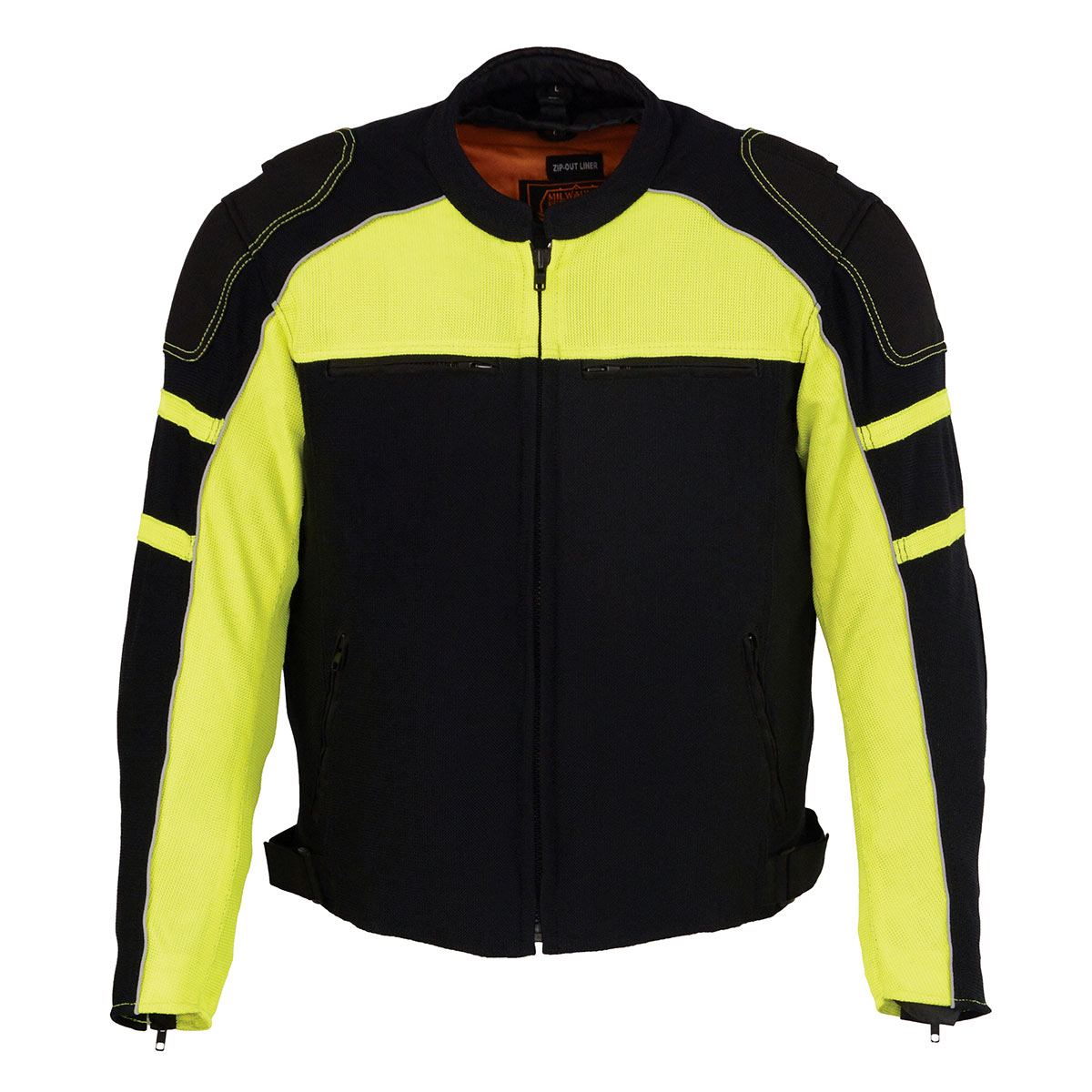 Milwaukee Leather MPM1791 Men's Black and Neon Green Armored Textile Motorcycle Riding Jacket