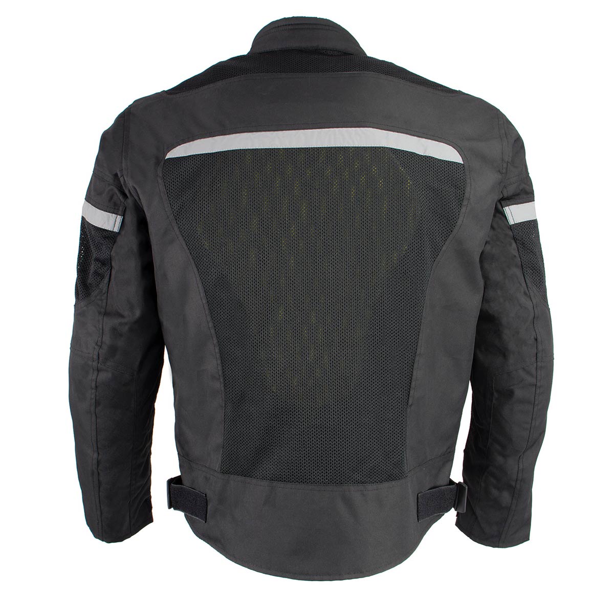 Milwaukee Leather MPM1794 Black Armored Mesh Racer Jacket with Reflective Piping for Men - All Season Jacket