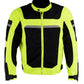 Milwaukee Leather MPM1794 High Vis Green Armored Mesh Racer Jacket with Reflective Piping for Men - All Season Jacket