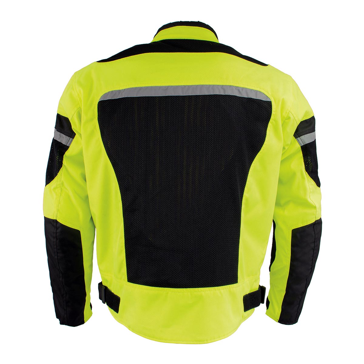 Milwaukee Leather MPM1794 High Vis Green Armored Mesh Racer Jacket with Reflective Piping for Men - All Season Jacket