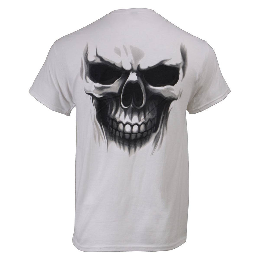 Milwaukee Leather MPMH116001 Men's 'Ghost' Skull Double Sided White Printed T-Shirt