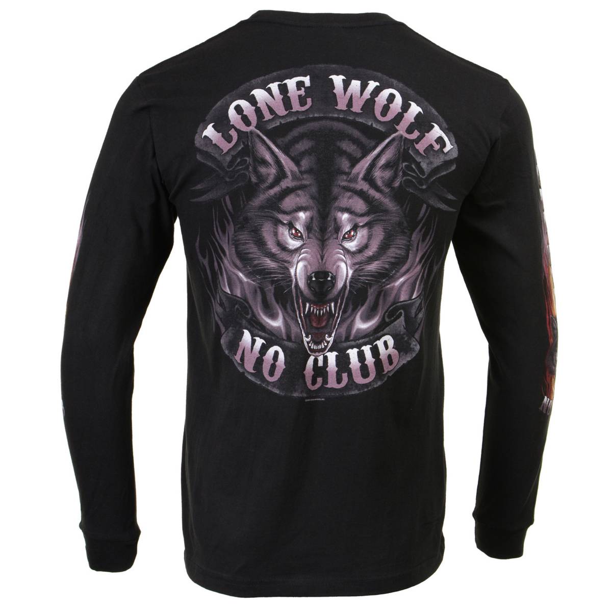 Milwaukee Leather MPMH117001 Men's 'Lone Wolf No Club' Biker Long Sleeve T-Shirt