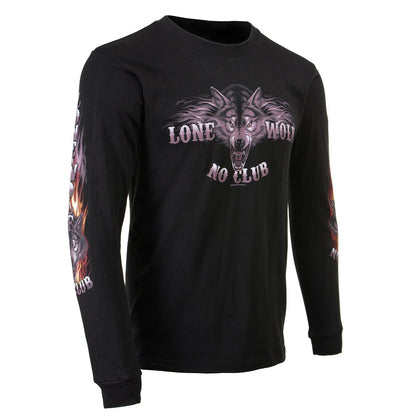 Milwaukee Leather MPMH117001 Men's 'Lone Wolf No Club' Biker Long Sleeve Shirt