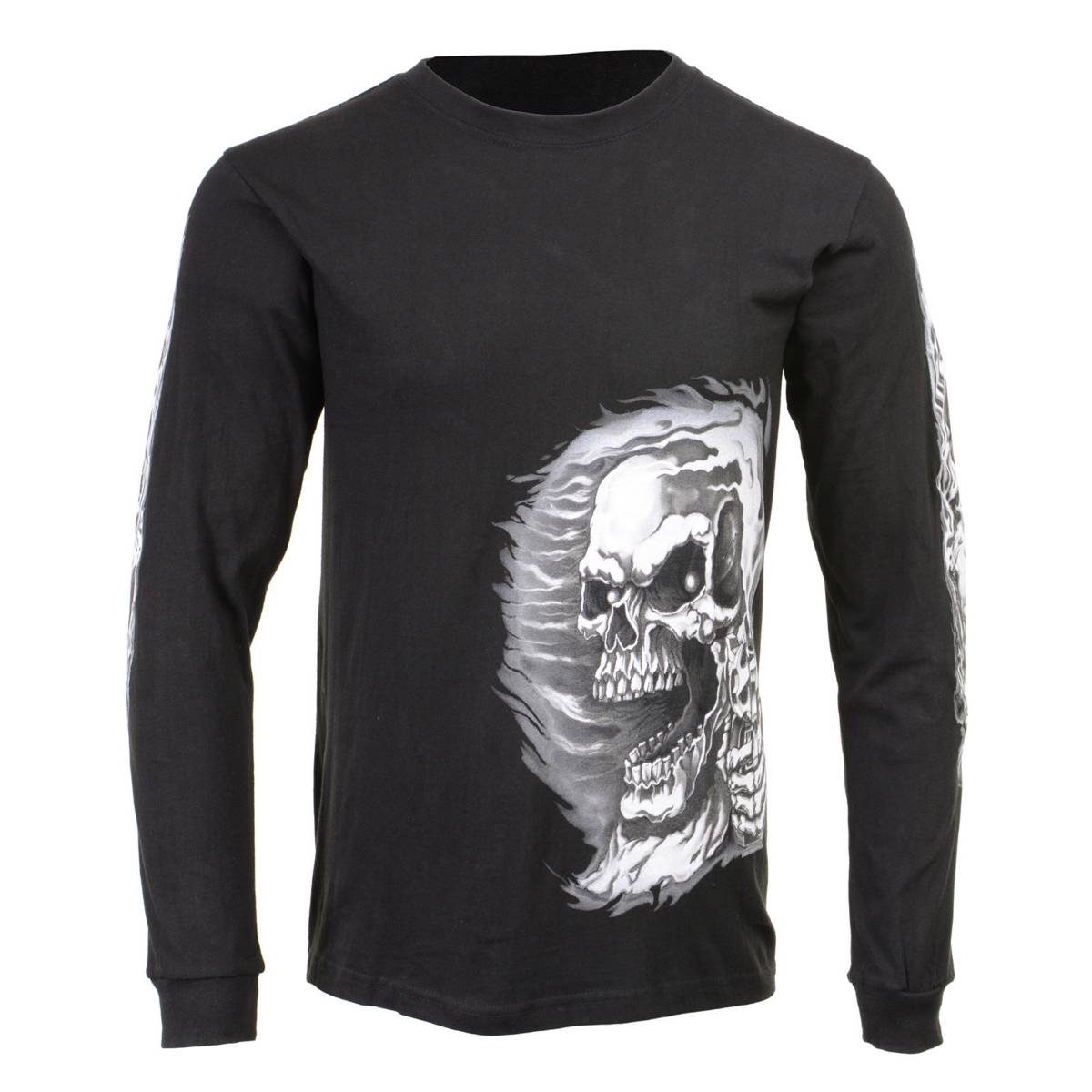 Milwaukee Leather MPMH117002 Mens 'Assassin' Double Sided Black Long Sleeve T-Shirt