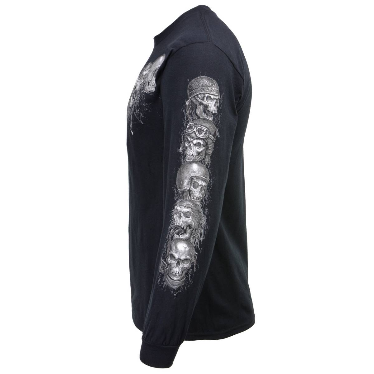 Milwaukee Leather MPMH117008 Men’s ‘Five Skulls’ Long Sleeve Black T-Shirt