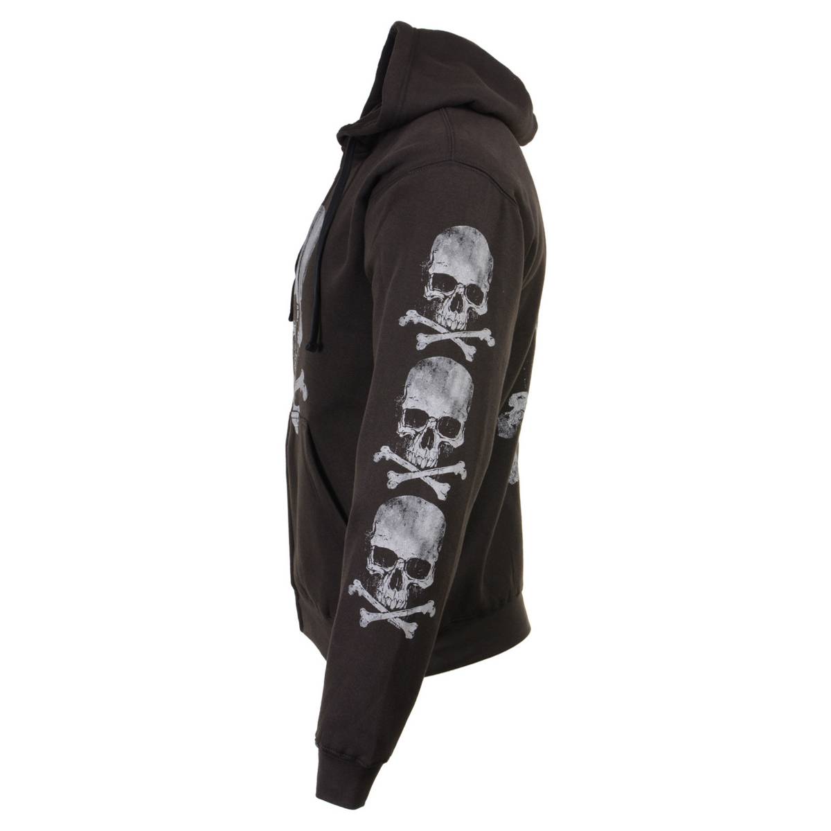 Milwaukee Leather MPMH118003 Men’s ‘Skull and Crossbones’ Black Hoodie with Zipper Closure