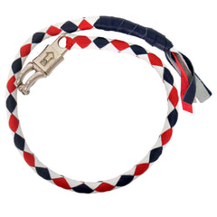 Hot Leathers "Get Back" Red, White, and Blue Genuine Leather Whip MWH1108