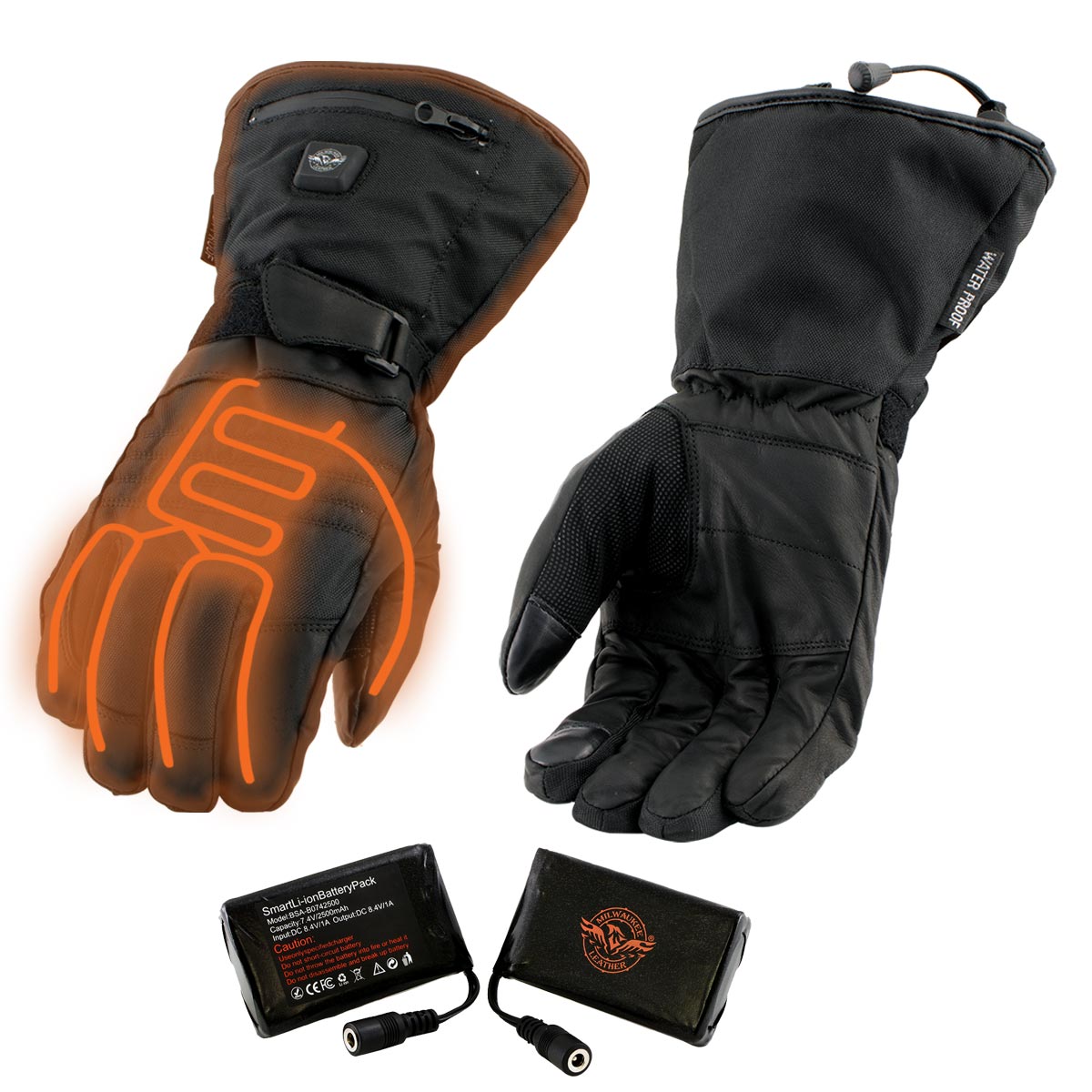 Nexgen Heat NXG17501SET Men’s Black Heated Textile and Leather Fashion Gloves with i-Touch Screen (Battery Pack Included)