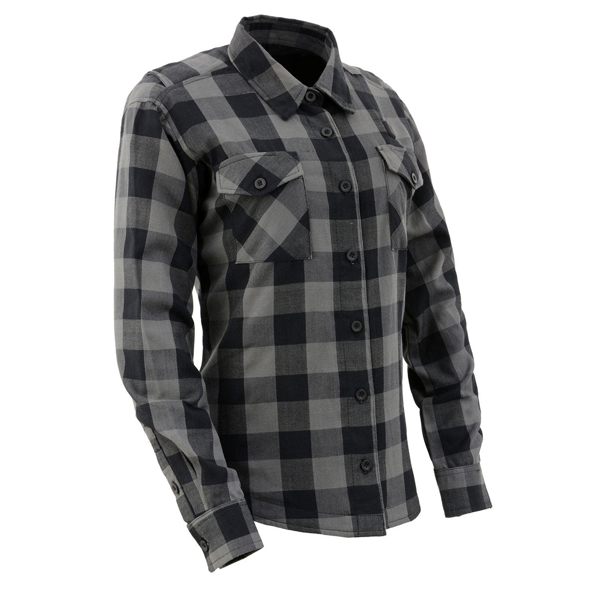 Nexgen Heat Women's NXL2601SET Bonnie Black/Grey Heated Flannel Shirt -for Winter Cold Weather Riding Outdoor Activities