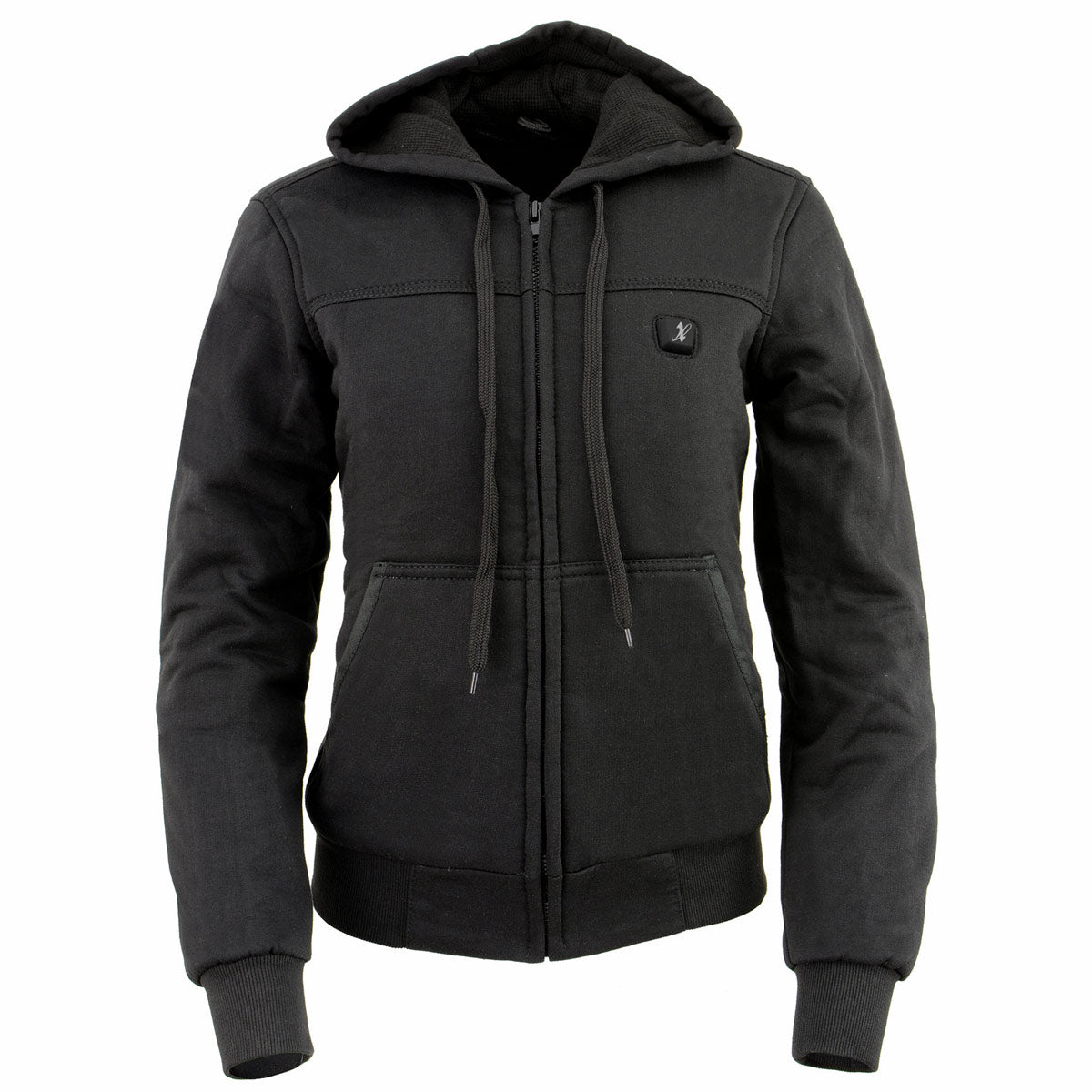 Nexgen Heat NXL2713SET Women's Black Heated Front Zipper Hoodie Jacket for Winter Cold Weather Riding Outdoor Activities