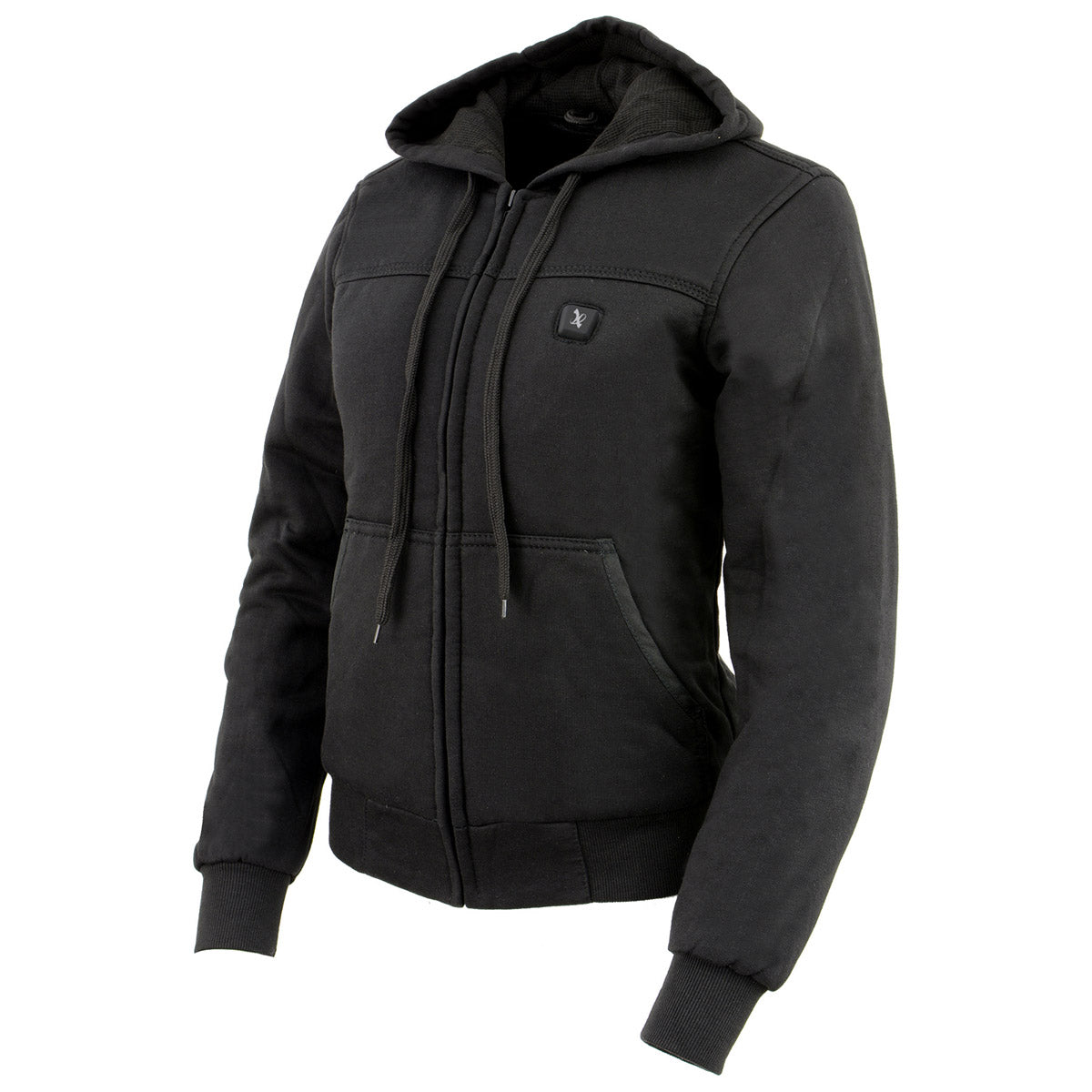 Nexgen Heat NXL2713SET Women's Black Heated Front Zipper Hoodie Jacket for Winter Cold Weather Riding Outdoor Activities