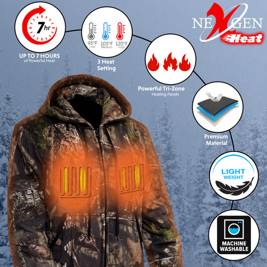 Nexgen Heat NXL2776SET Women’s Heated Zipper Camouflaged Hoodie Warming - for Winter Cold Weather Riding Outdoors