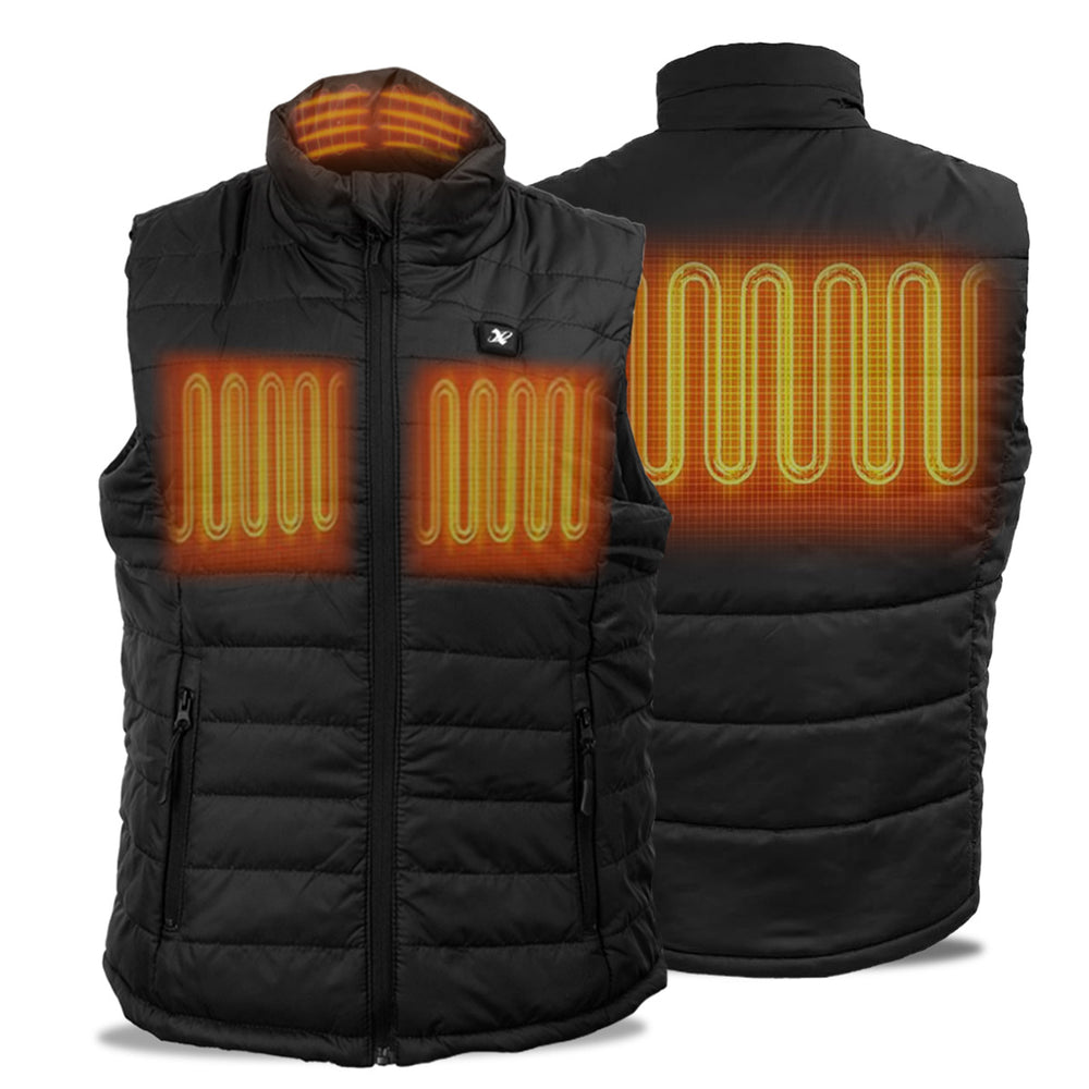 NexGen NXL4301SET Ladies 'Puffed' Black ‘Heated’ Textile Vest (Rechargeable Battery Pack Included)