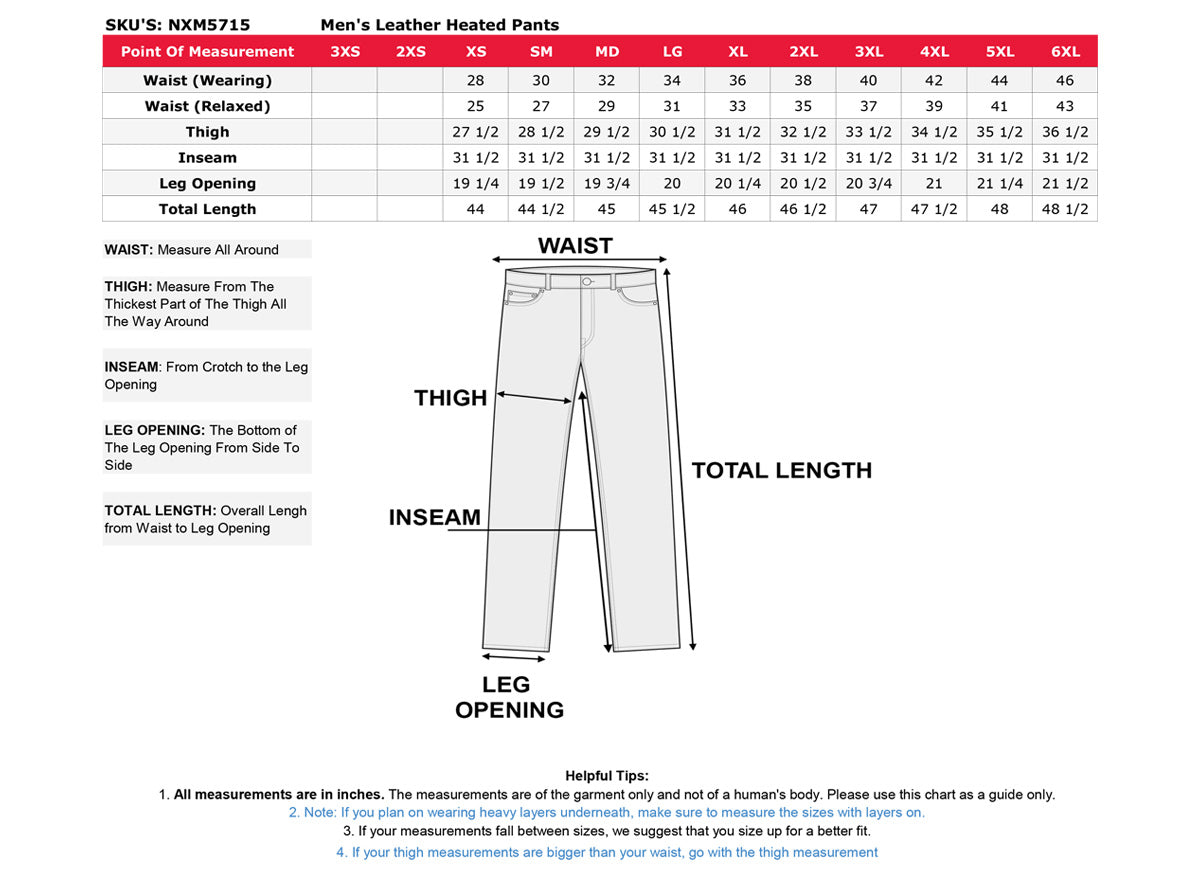 NexGen Heat MPM5715SET Men Black Winter Thermal Heated Pants for Ski and Riding -Winter Outdoors