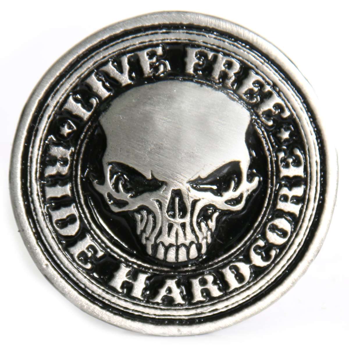 Milwaukee Leather Hardcore Stencil Skull Pewter Biker Pin PNA1188