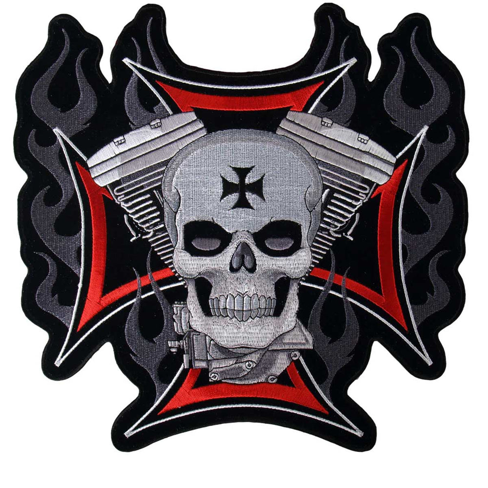 Hot Leathers Patch Cross Motor & Skull 4