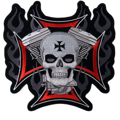 Hot Leathers Patch Cross Motor & Skull 4" PPA1830