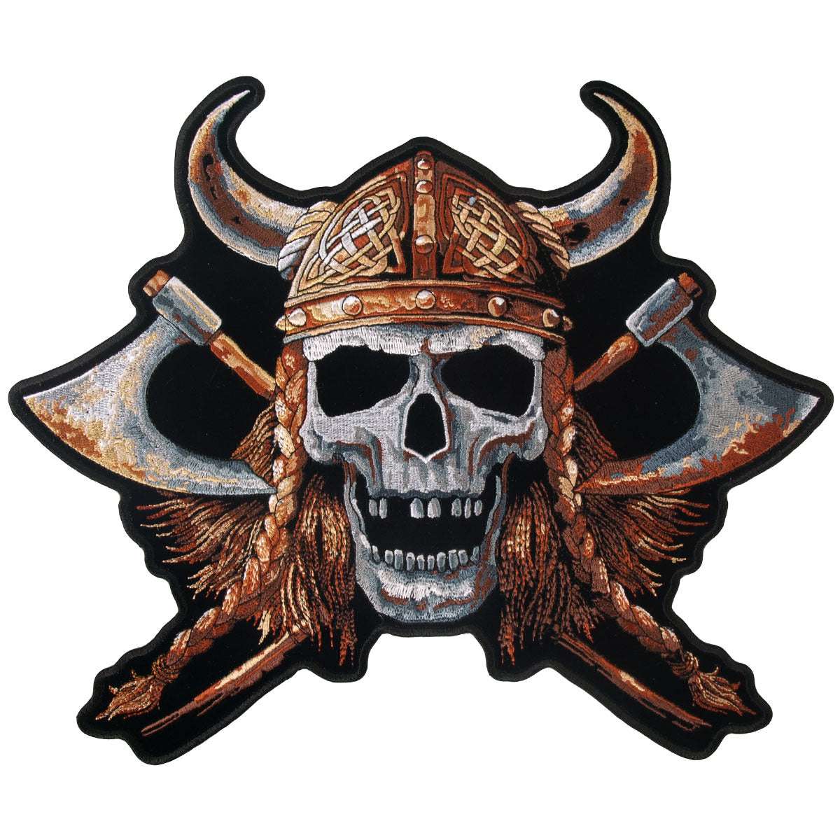 Hot Leathers Viking Skull 12" x 10" Patch PPA6539