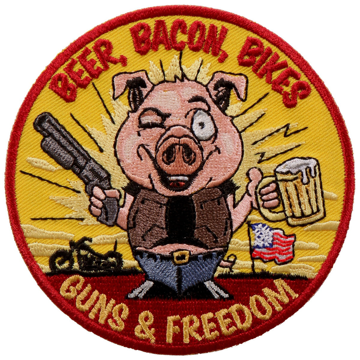 Hot Leathers PPA9753 Beer Bacon Bikes and Guns 4"x4" Patch