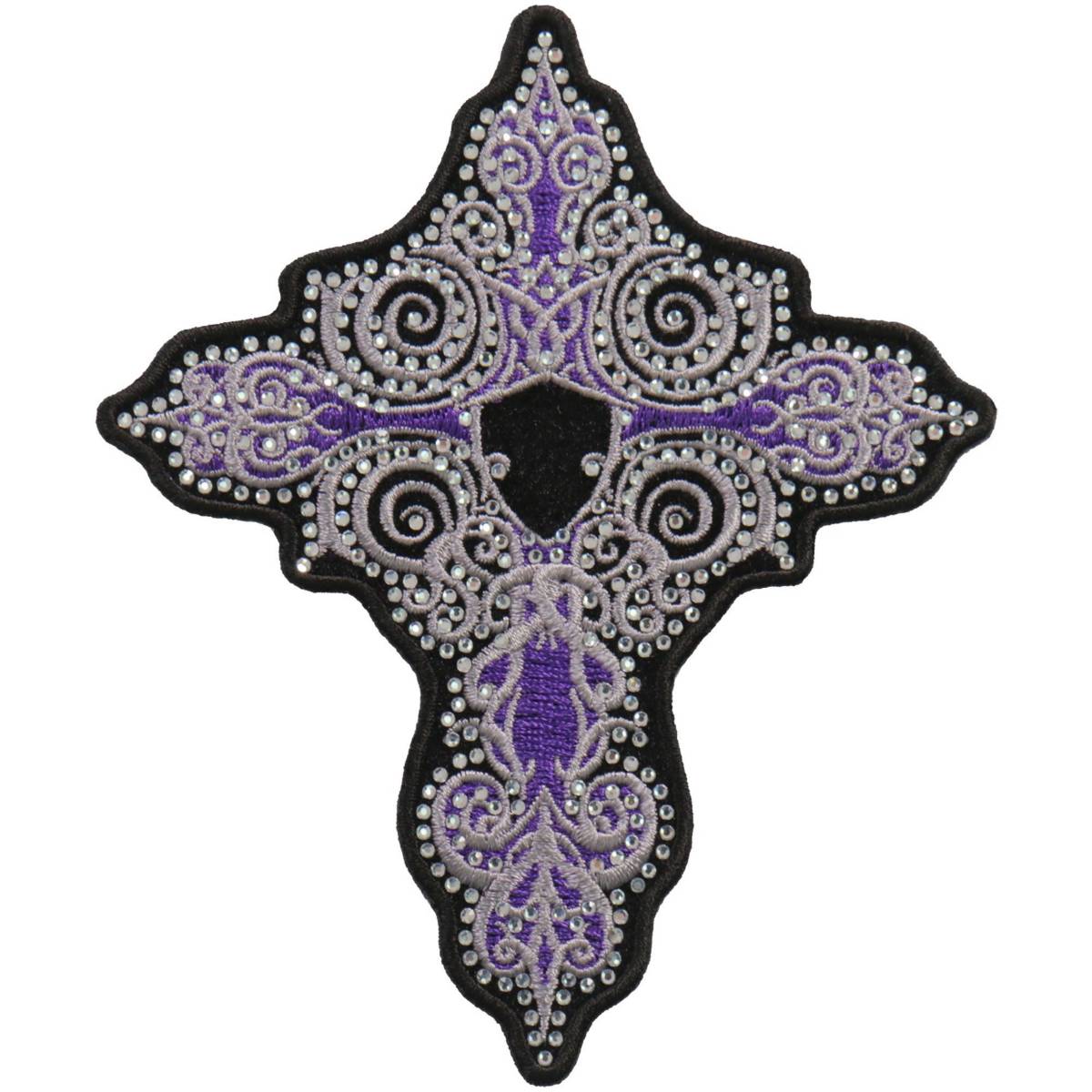 Hot Leathers PPC3275 5 Inch Rhinestone Purple Cross Patch