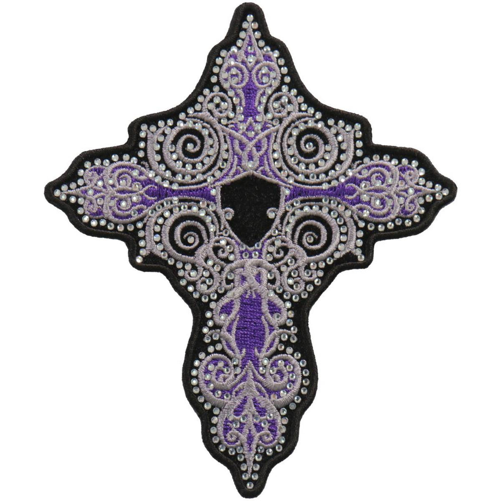 Hot Leathers PPC3275 5 Inch Rhinestone Purple Cross Patch
