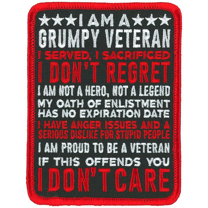 Hot Leathers I Am A Grumpy Veteran Patch PPL9914