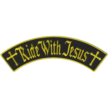 Hot Leathers Ride With Jesus 12" X 3" Top Rocker Patch PPM4205