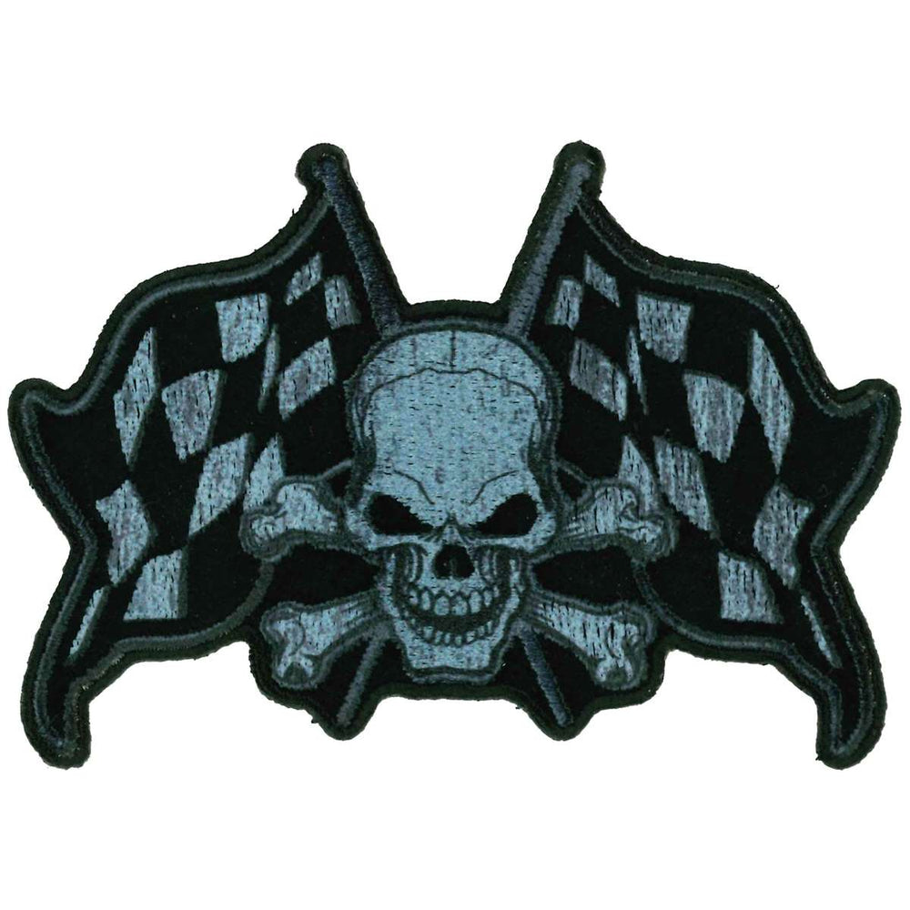 Hot Leathers Skull And Checkered Flags 4