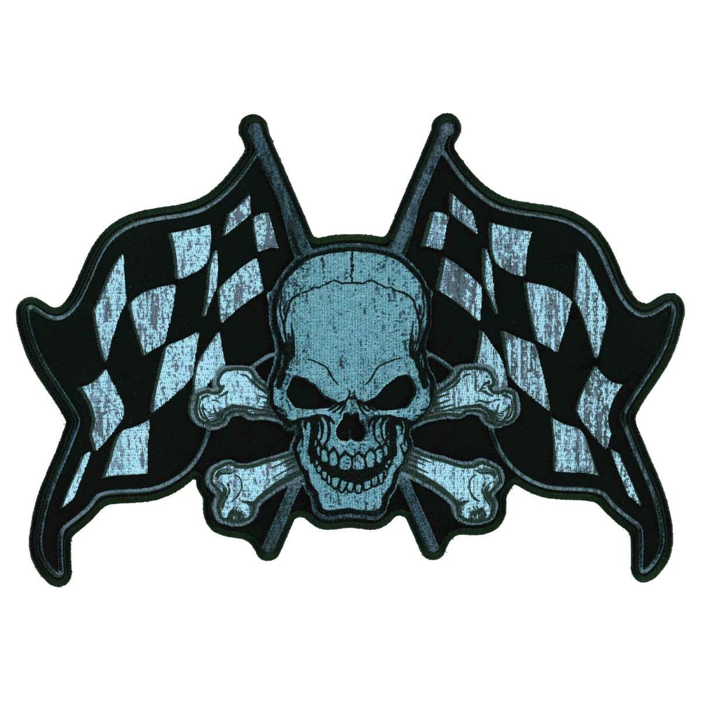 Hot Leathers Skull and Checkered Flags 11