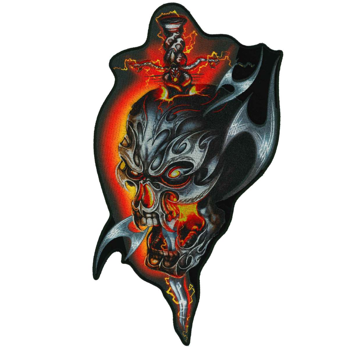 Hot Leathers Electric Skull 12" Patch PPQ1859