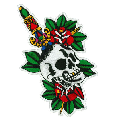 Hot Leathers Skull Dagger and Roses 3" Patch PPQ2004
