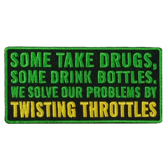Hot Leathers Drugs Bottles Throttles 4" X 2" Embroidered Patch PPW1094