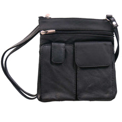 Hot Leathers Black Leather 6 Pocket Purse with 4 Zippers PUA1147