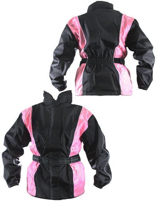Xelement RN4786 Ladies Black and Pink 2 Piece Motorcycle Rain Suit LeatherUp USA