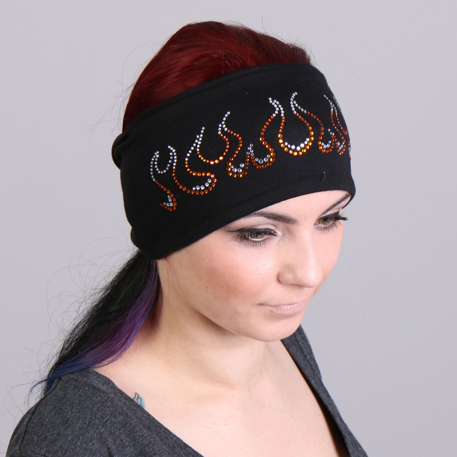 Hot Leathers RWC1007 Original Flames Bling Headwrap