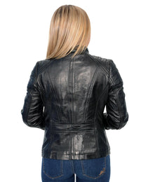 Milwaukee Leather SFL2805 Women's Black Quilted Mandarin Collar Fashion Casual Motorcycle Leather Jacket