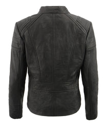 Milwaukee Leather SFL2806 Women's Quilted Black Mandarin Scuba Collar Fashion Casual Leather Jacket
