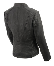 Milwaukee Leather SFL2806 Women's Quilted Black Mandarin Scuba Collar Fashion Casual Leather Jacket