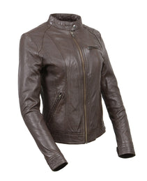 Milwaukee Leather Vintage SFL2811 Women's Brown Zipper Front Motorcycle Casual Fashion Leather Jacket