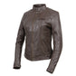 Milwaukee Leather Vintage SFL2811 Women's Brown Zipper Front Motorcycle Casual Fashion Leather Jacket