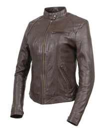Milwaukee Leather Vintage SFL2811 Women's Brown Zipper Front Motorcycle Casual Fashion Leather Jacket